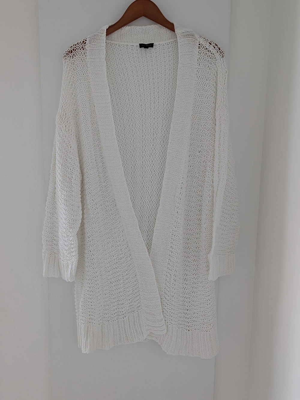 Talbot Women's XL White Open Knit Cardigan Sweater Long Sleeves